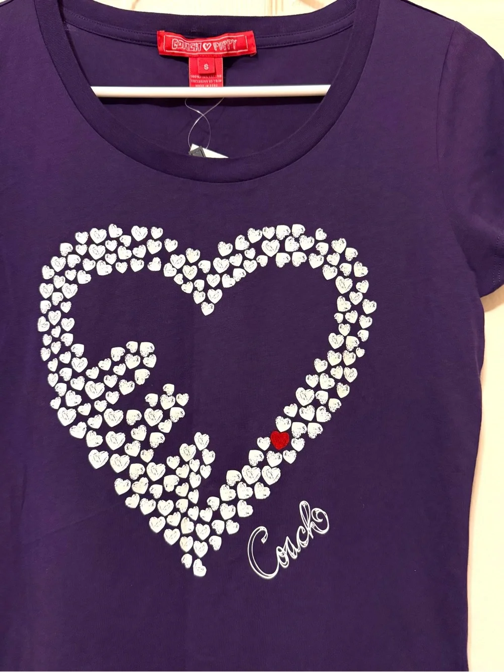 Coach Poppy Purple Heart Graphic Tee - Womens Short Sleeve Top